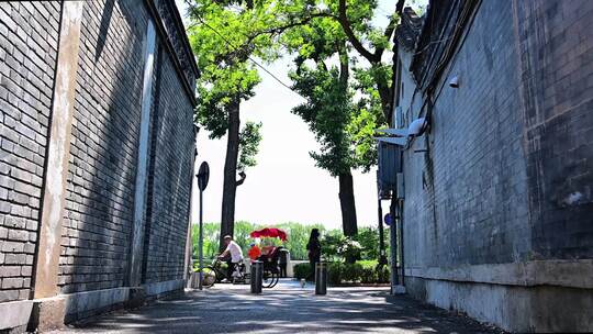 老北京十刹海观光旅游黄包车三轮车胡同游