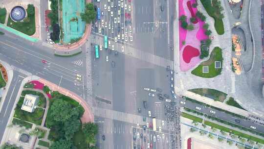 航拍济南经十路车流 经十路车辆视频素材模板下载