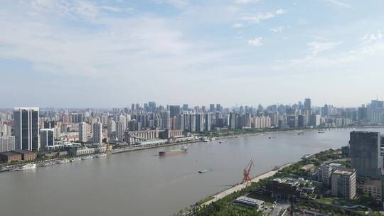 上海杨浦区黄浦江杨浦全景4K航拍视频素材模板下载