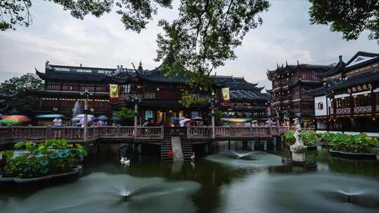 上海豫园 上海豫园阴天视频素材模板下载