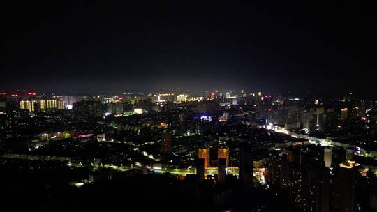 航拍江西抚州城市夜景灯光