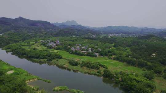 乡村山水田园俯瞰景象