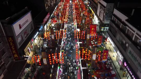 洛阳市老城十字街夜市航拍素材