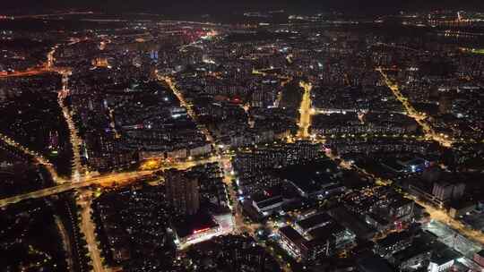 航拍福州闽江两岸风光夜景城市夜晚高空风景