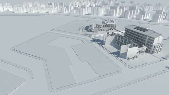 3D动画 学校 民族大学 生长动画 白模视频素材模板下载