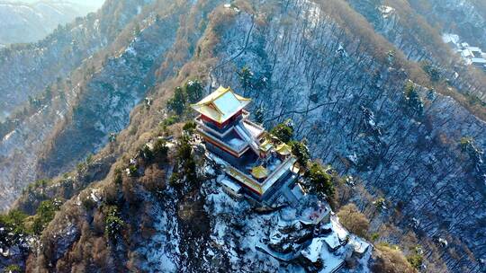 航拍陕西南五台山景区视频素材模板下载