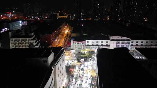 河北邯郸城市夜景灯光城南夜市航拍视频素材模板下载