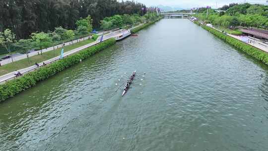 深圳南山大沙河赛艇水上运动比赛航拍