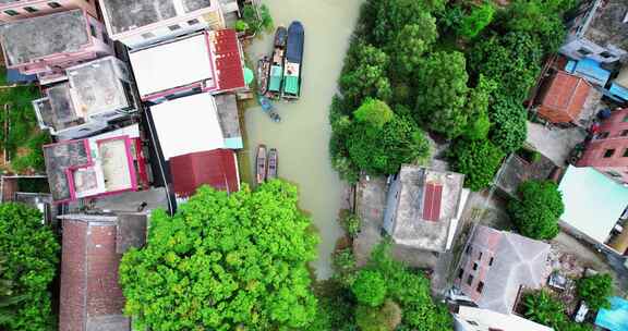 广州南沙东涌镇水乡岭南水乡水网密布空镜