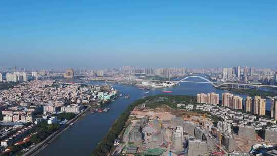广州圆东沙桥航拍视频素材模板下载