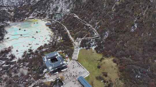 4K航拍四川九寨沟黄龙景区五彩池