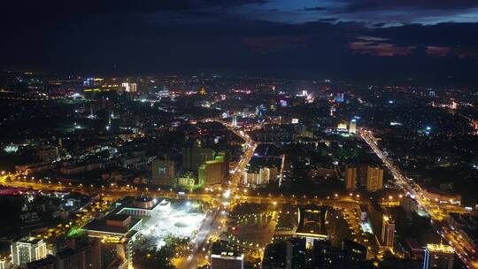 广西玉林夜景城市风光城郊城镇化落后