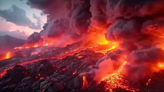 末日活火山爆发喷发岩浆自然灾害ai素材原