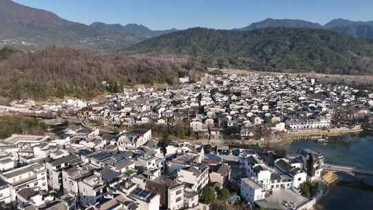 4K航拍安徽黄山市宏村古村落