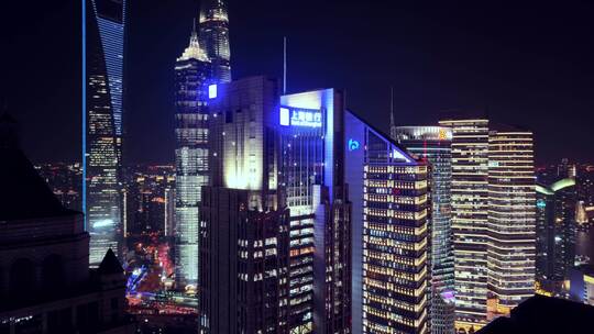 上海陆家嘴夜景航拍
