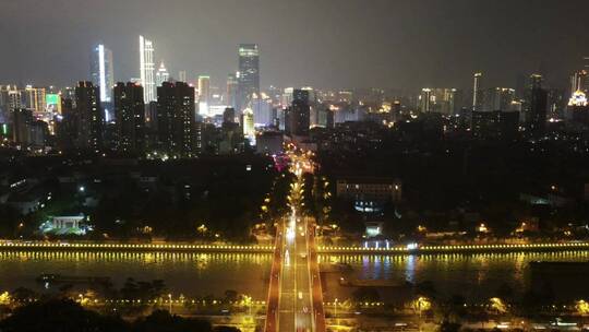 无锡京杭大运河蠡湖大桥夜景4K航拍