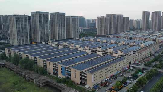 航拍公司厂区太阳能面板新能源