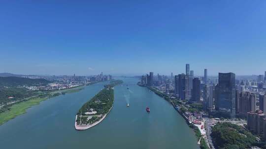 长沙橘子洲景区橘子洲大气航拍