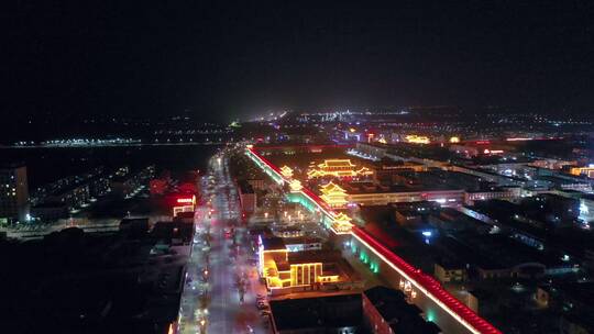 盐池古城夜景航拍视频素材模板下载