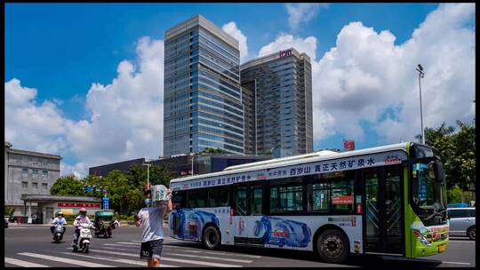 湛江霞山广百交通延时车流宣传片电影素材