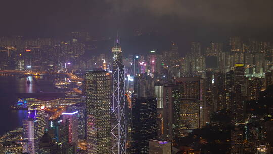 晚上的香港夜景延时