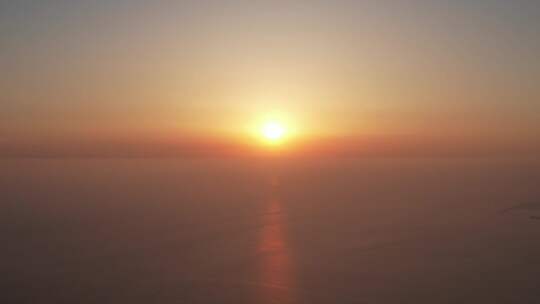 大海海上日落晚霞夕阳航拍