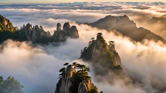 云海环绕的壮丽山峰风景