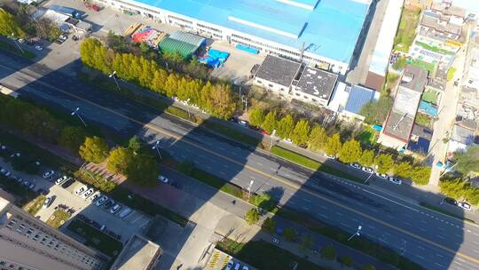 航拍陕西城市现代化发展建筑