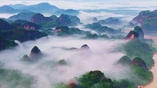 江西 龙虎山 云海 丹霞 日出 云雾缭绕 清晨
