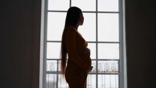 抚摸肚子的孕妇【4K】视频素材模板下载