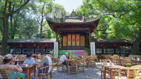 成都铁像寺水街陈锦茶铺露天茶馆喝茶盖碗茶