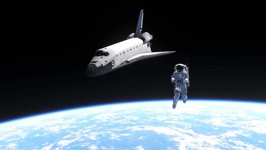 太空中的航天飞机和宇航员视频素材模板下载
