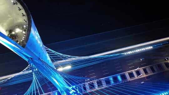 石家庄复兴大街 滹沱河大桥航拍夜景