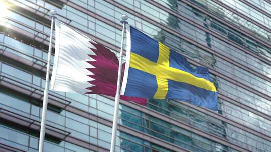卡塔尔国旗与瑞典国旗