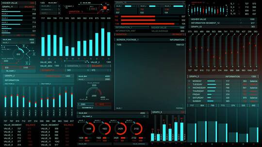 数据图表科幻屏幕HUD操作系统智能界面交互视频素材模板下载