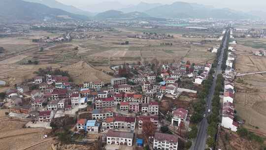 乡村农田村庄俯瞰全景