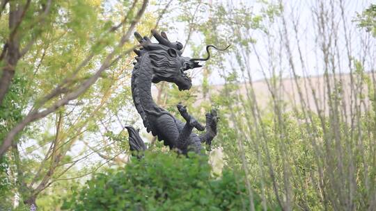 中国青铜龙雕塑视频素材模板下载