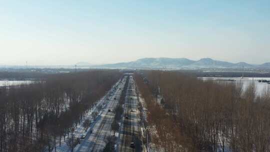 航拍北方雪景视频素材模板下载