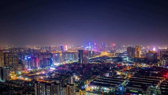 佛山禅城城南片区夜景航拍延时