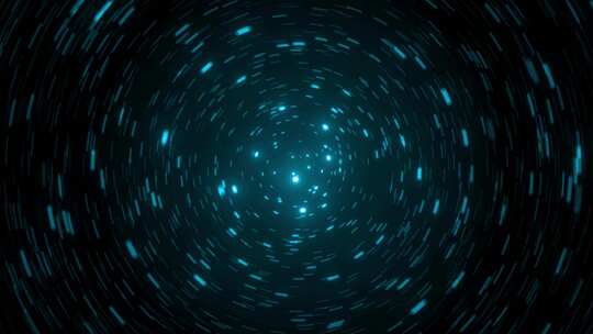 蓝色数字粒子超空间跳跃时间旅行概念。飞行