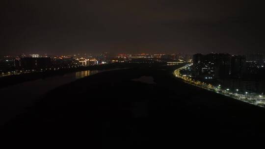 泉州江滨两岸市区夜景航拍晋江大景航拍夜景