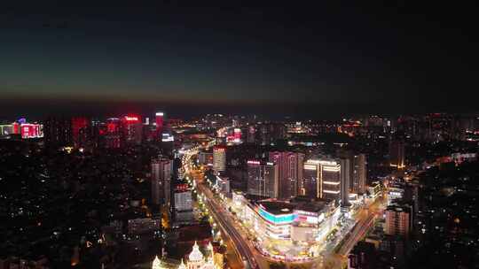 航拍四川泸州夜景泸州城市建设