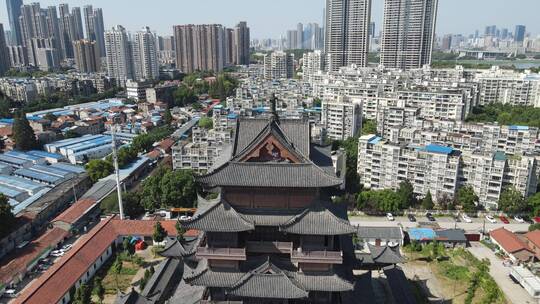 航拍湖北武汉归元禅寺4A景区