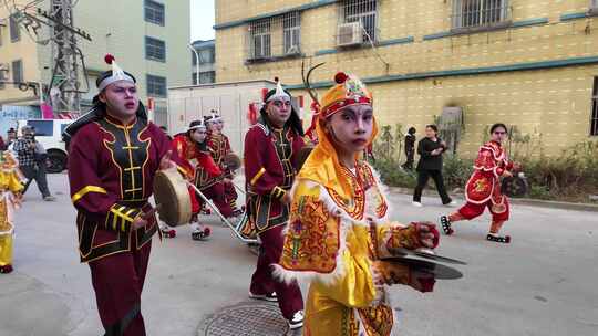 潮汕英歌舞耍狮子广东过年潮汕文化普宁汕头