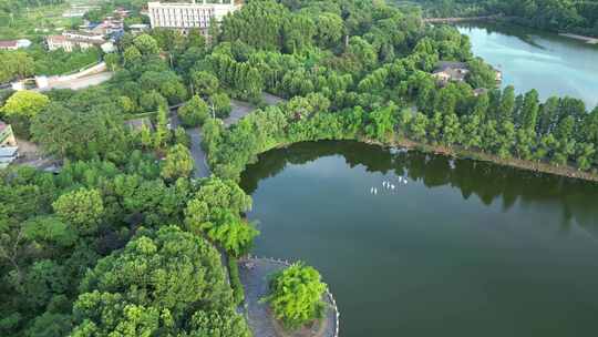 航拍衡阳南湖公园绝美风光美景