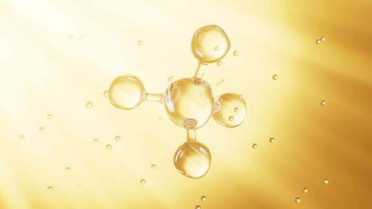 旋转的金色分子结构美妆护肤类视频