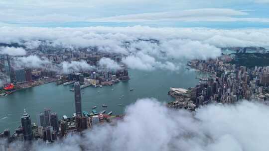 香港太平山航拍中环