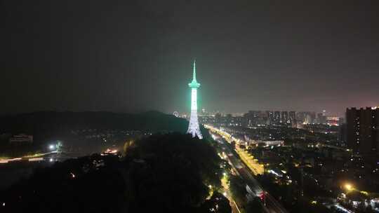 四川德阳城市大景夜景灯光航拍