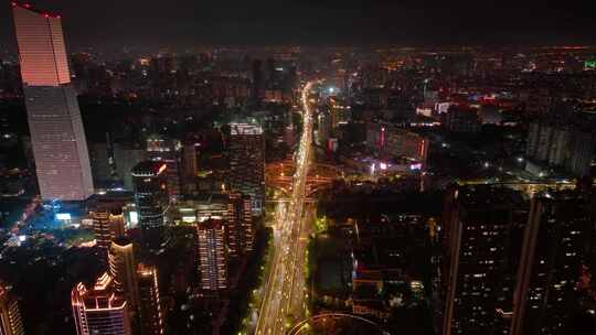 湖北武汉黄浦大街立交桥夜晚夜景航拍车流交