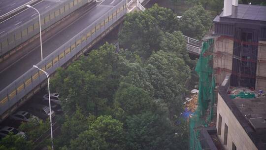 长沙暴雨 窗外 大桥 马路 湘江 轮船 100帧